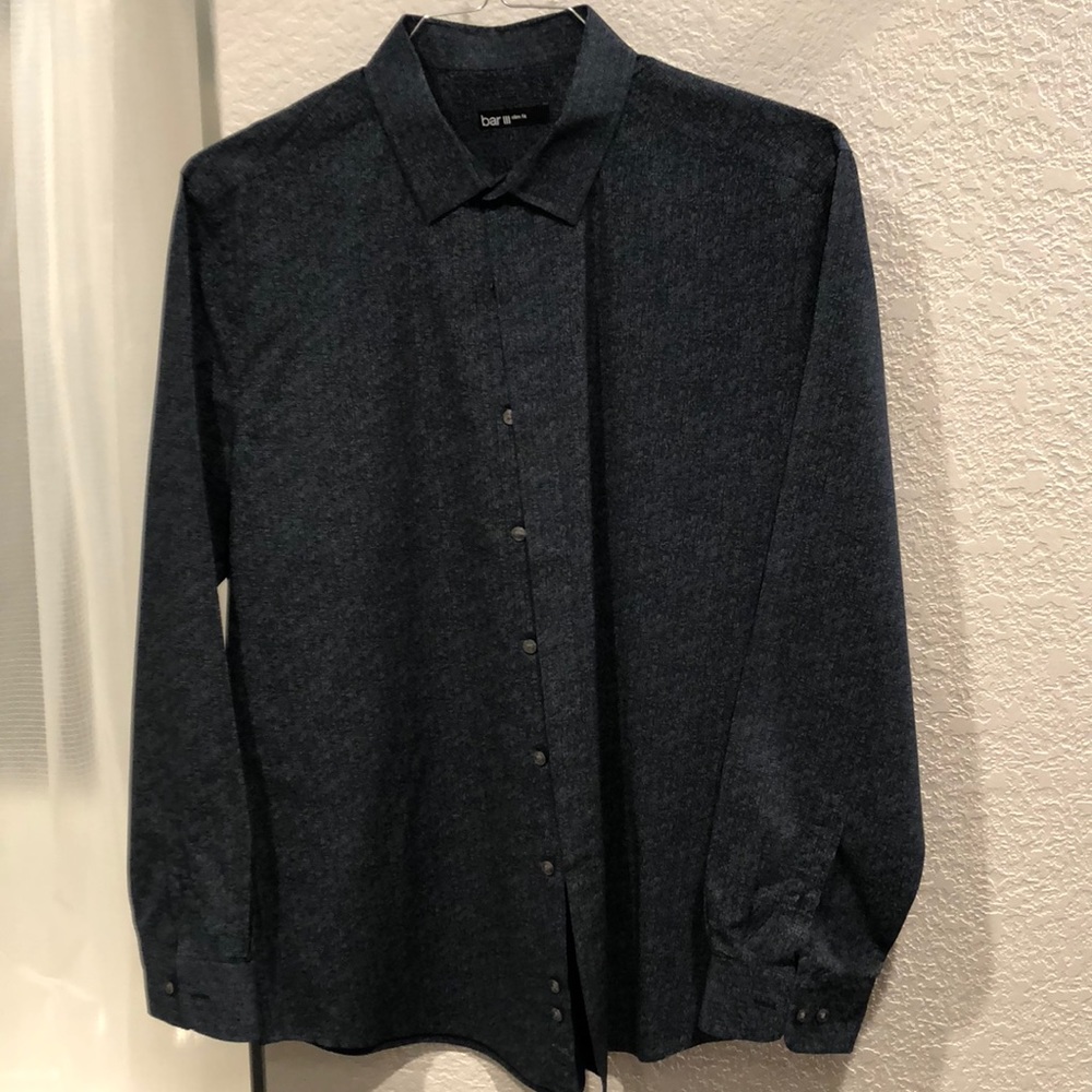 Bar III slim fit dark blue with white dress shirt